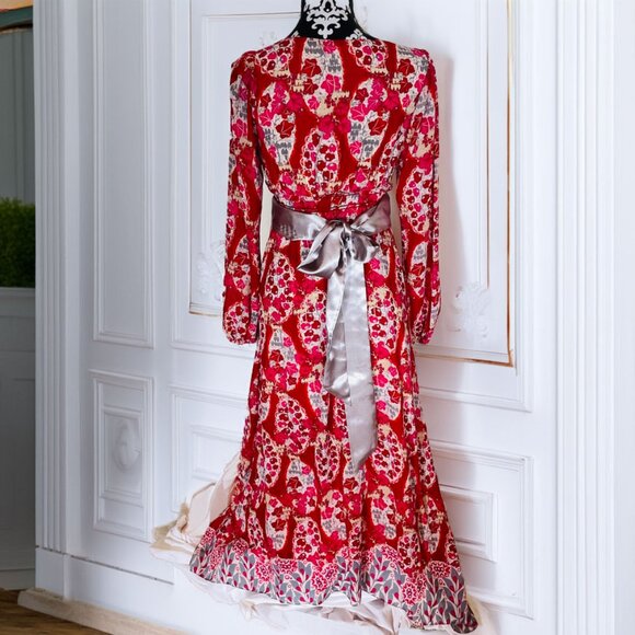 Sophie Max Floral Flowy Handkerchief Hem Maxi Dress Small - Picture 14 of 16